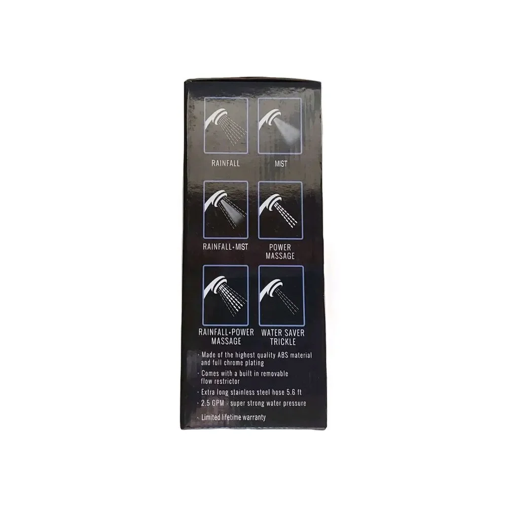Aquaris Handheld Shower Head Set Oil Rubbed Bronze 6 Settings 2.5 GPM 5.6' Hose